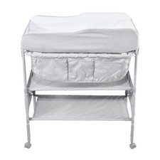 Foldable Baby Changing Diaper Station with Side Basket  Wheels Gray