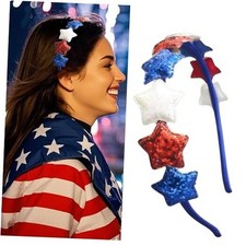 4th of July Stars Headband Glitter Bling Patriotic Headwear Hair Accessories