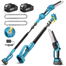 Taskstar Cordless Pole Saw&Mini Chainsaw 8 inch Electric Chain Saw 2x4000mah