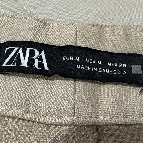 Zara Beige Flat Front High Rise Wide Leg Pants Workwear Women's Medium - Picture 3 of 7