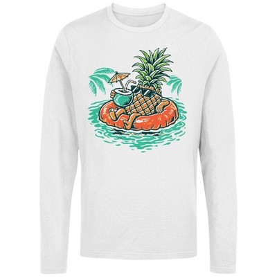 Chill Pineapple Pool Float Men's Long Sleeve Shirt
