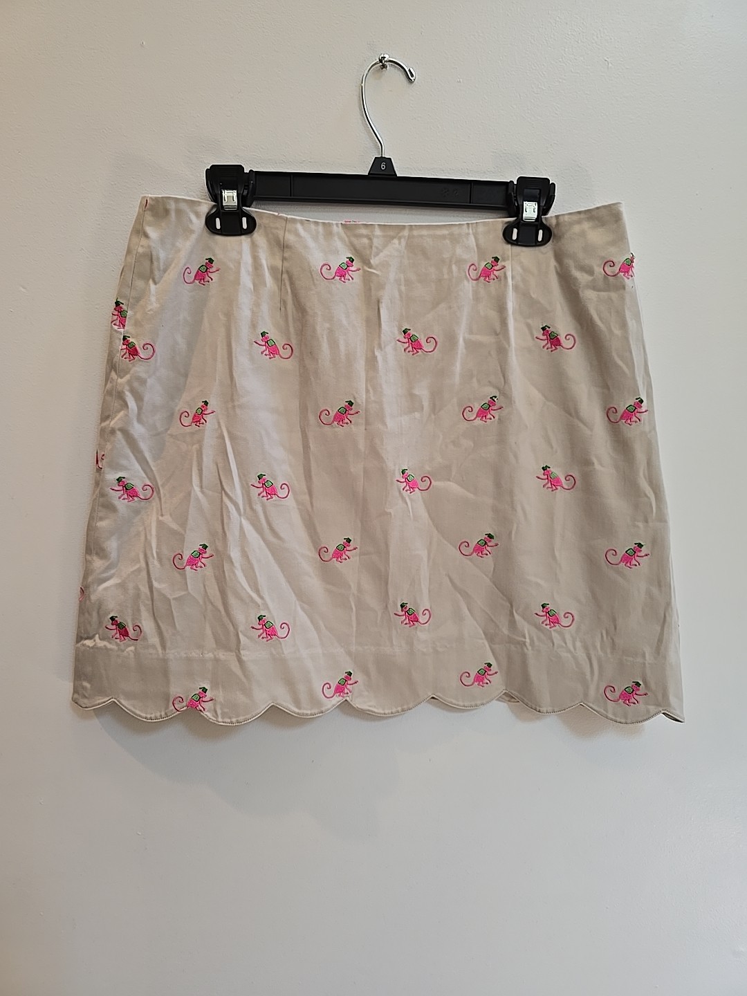 LILLY PULITZER KHAKI SKIRT Monkey EMBROIDERY SIZE 12