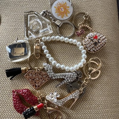 Vintage Keychain Lot Girls Night Out Shoes Lipstick Pearls Perfume Purse