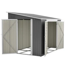 8' x 6' Metal Lean to Garden Shed,Outdoor Storage Shed with Lockable Double Door