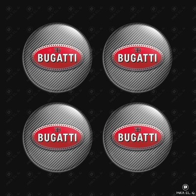 Bugatti Wheel Center Cap Decals 4pcs 3D Domed Resin Sticker Emblems
