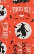 Home Sweet Haunted Home Witch's Brew Halloween Vinyl Tablecloth Var Size