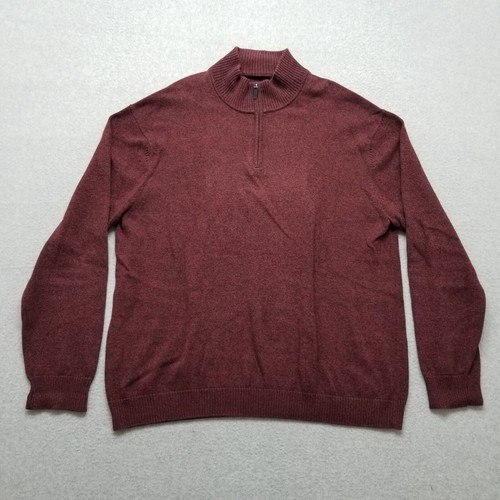Perry Ellis Sweater Mens XL Red Pullover Mock Neck Zip Cotton eBay