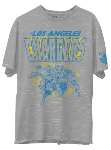 Camiseta de fútbol americano Junk Food Marvel x Los Angeles Chargers para hombre talla mediana gris - Imagen 2 de 4