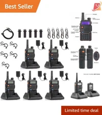 5 Pack Baofeng UV-5R Dual Band 2-Way Radios with 1800mAh Battery & Accessories