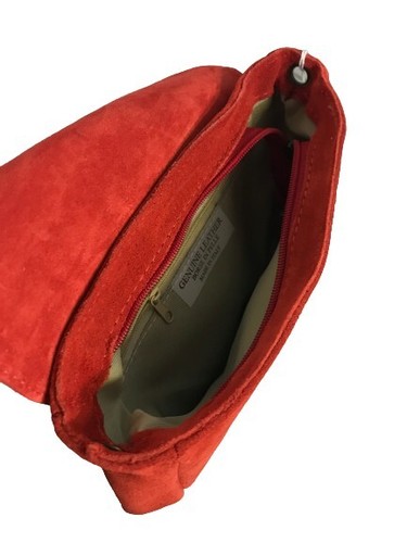 VALENCIA - Borsa Pochette in Pelle Camoscio a Tracolla Made in Italy - ORANGE - Foto 6 di 8