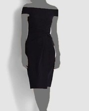 Lauren Ralph Lauren Women's Blue Off-The-Shoulder Crepe Sheath Dress Size 6