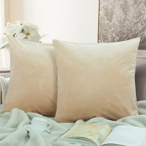 Velvet Cushion Cover 2 Pack Ultra Soft Various Colors Throw Pillow Case - Picture 30 of 64