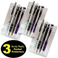 Pocket Protector, Clear Sturdy Plastic, Safeguards Shirts, Pack of 3