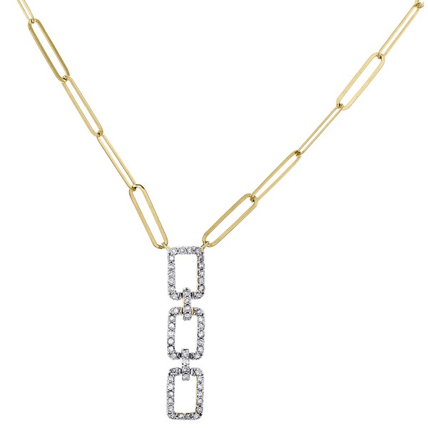 "10K Gelbgold Diamant Fancy Quadrat AnhäNger Papier Clip 18 \" Kabel Kette 1/4 Ct"-image