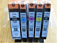 5PK GENUINE CANON PIXMA PGI-280XL PGBK CLI-281XL BK C M Y INK CARTRIDGE SET OEM