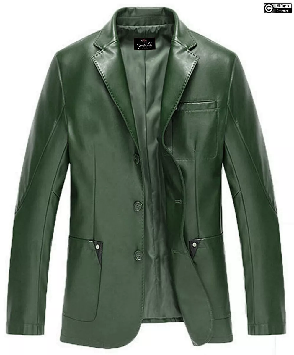 Gearswears Men's Green Leather Jacket - Classic Style, Genuine Leather  Jacket