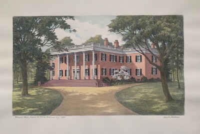 Drew University, Mead Hall, Lithograph by Lucelle Hobbie S/N Hand Colored, New
