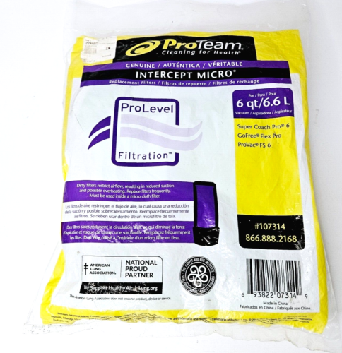 ProTeam Intercept Micro Filter Vacuum Bags Green 6 qtr. #107314 Prolevel - Picture 1 of 13