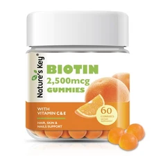 Nature's Key Biotin Gummies with Vitamin C and E, Support Hair Nails Growth &...