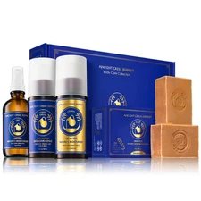 Organic Spa Gift Set - Body Oil, Face Moisturizer, Foot Balm & 2 Soap Bars - ...