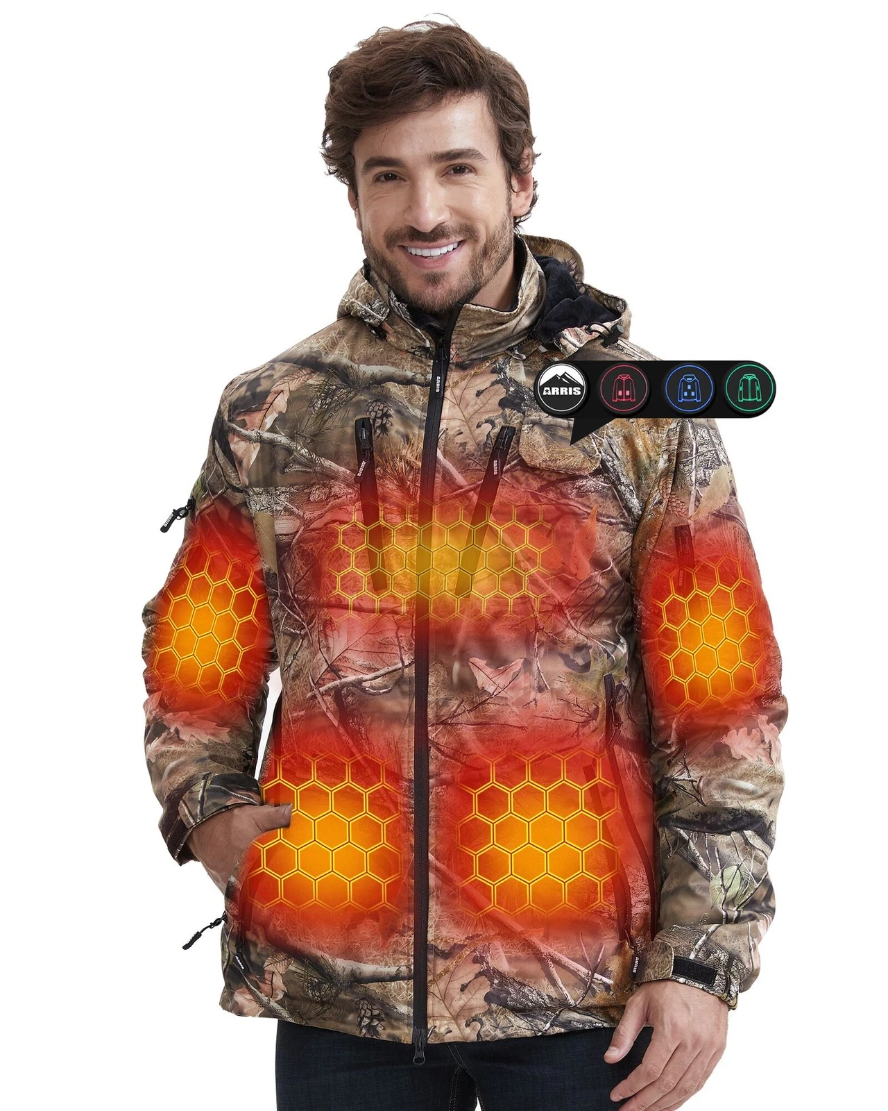 ARRIS Men’s Camo Heated Jacket, Electric Heating Coat with 7.4V Battery
Opens in a new window or tab