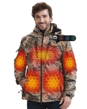 ARRIS Men’s Camo Heated Jacket, Electric Heating Coat with 7.4V Battery