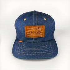 Vintage Levi Strauss  Co. Denim Hat Snapback 70s Levi's Cap Orange Tab w/ Patch