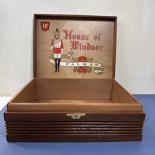 VTG Cigar Box House Of Windsor Palmas Hinged Lid Wooden 15 C