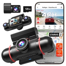REDTIGER VP40 360° 4 Channel 128GB Card View Dash cam Dual STARVIS 2 WiFi 5
