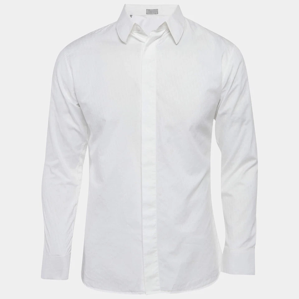 Camisa manga longa de algodão jacquard Dior Homme G