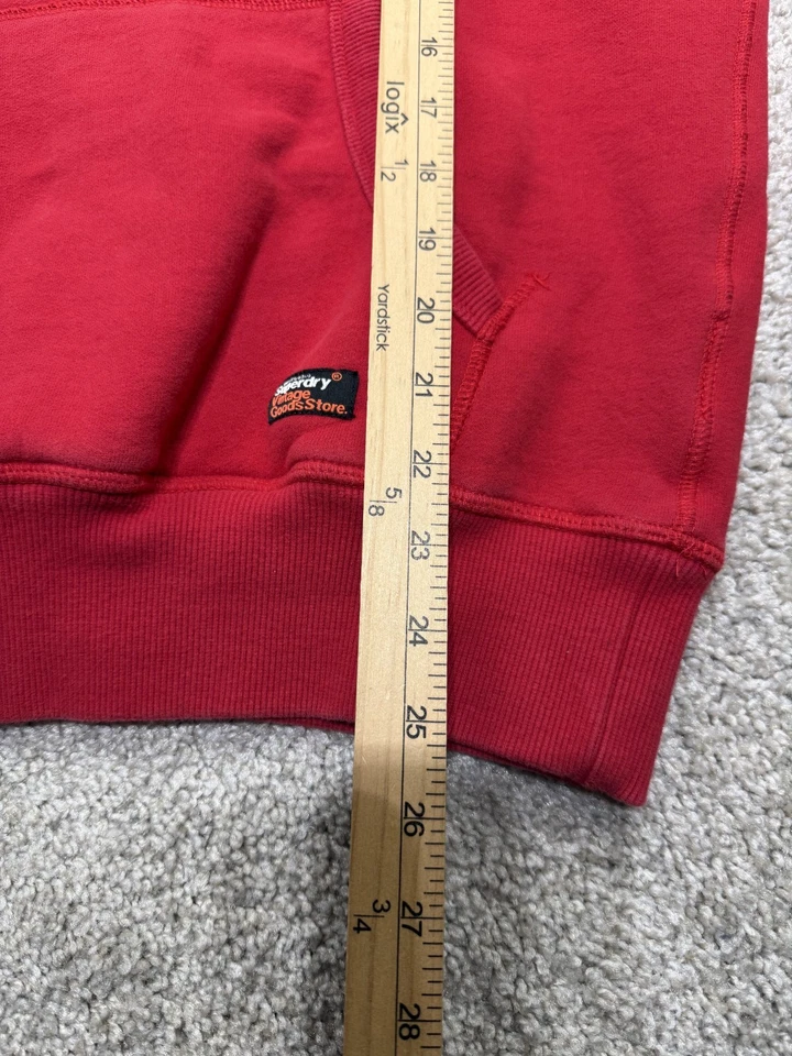 SUPERDRY Sudadera con Capucha Para Hombre Talla Mediana Rojo Color Bloque Algodón Cordones Suéter Foto 4 de 4