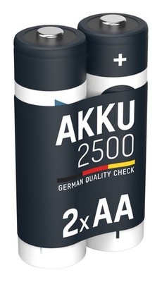 ANSMANN Akku AA Mignon 2500 mAh 1,2V NiMH 2 Stk, Wiederaufladbare Batterien maxE