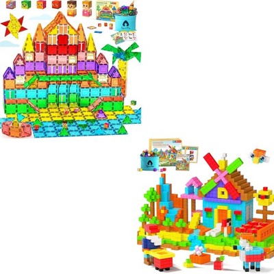 VigorFun Magnetic Tiles Building Toys Set for Kids Ages 3-5 4-8 (Classic) & 1...