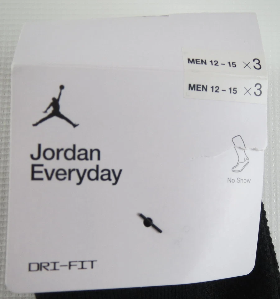 Новый Nike Air Jordan каждый день амортизированный нет шоу носки 3 упаковки черный мужской XL 12-15 - Изображение 4 из 4