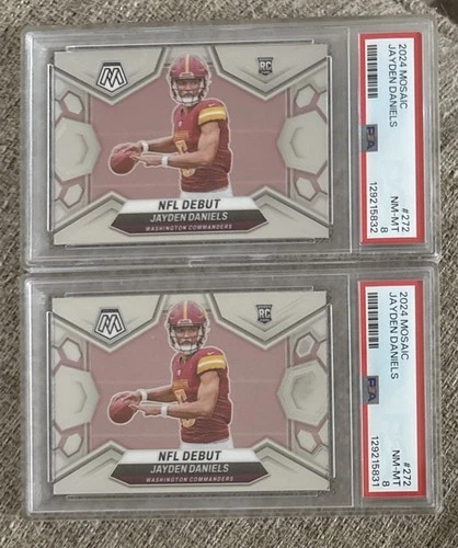 2024 Panini Mosaic Jayden Daniels RC Rookie NFL Debut #272  PSA 8 (2 cards)