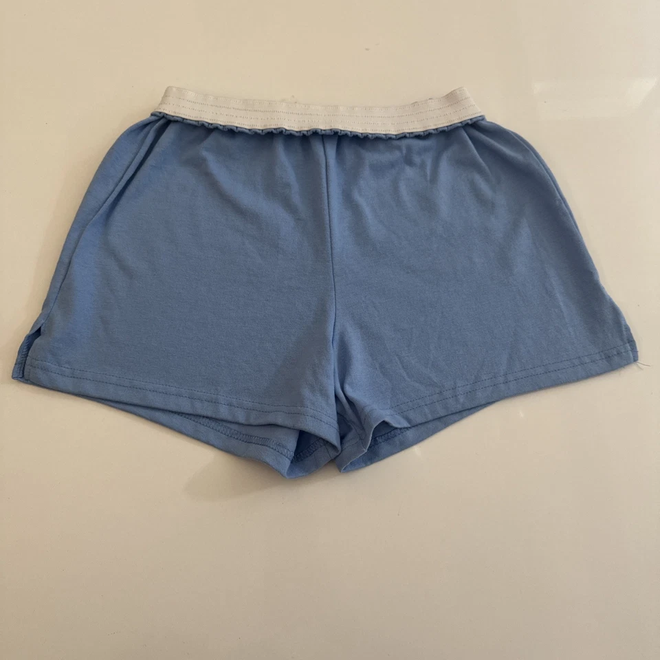 Pantalones Cortos Vintage SOFFE Junior Grande Bebé Azul Pull-on Elástico Animadora Y2K Foto 2 de 4