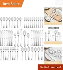 Elegant 60-Piece Mirror Polished Flatware Set Service for 12 - Durable & Stylish
