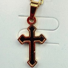 Gold Tone Stainless Steel Cross Pendant Necklace Religious Jewelry