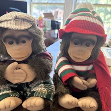 Hosung Vintage Monkey Hand Puppet Plush Collectible Lot Of 2 1994