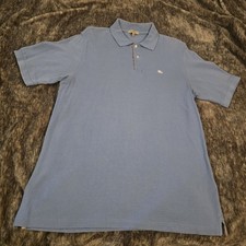 Burberry London Polo Rugby Shirt Collared Short Sleeve Mens L Blue Novachek