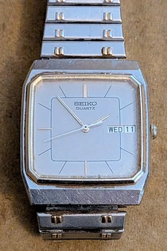 Vtg Seiko Watch Men 6533-5039 Silver Gold Two Tone - San Mateo CA Inscribed
