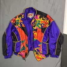 East West  L  Jacket Womens Jewel Colored Nylon Windbreaker VTG 80-90s Retro