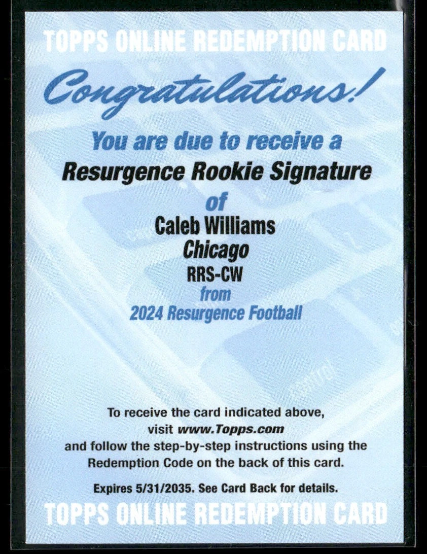 Caleb Williams Topps Resurgence Rookie Signatures #RRSCW Red Power Surge