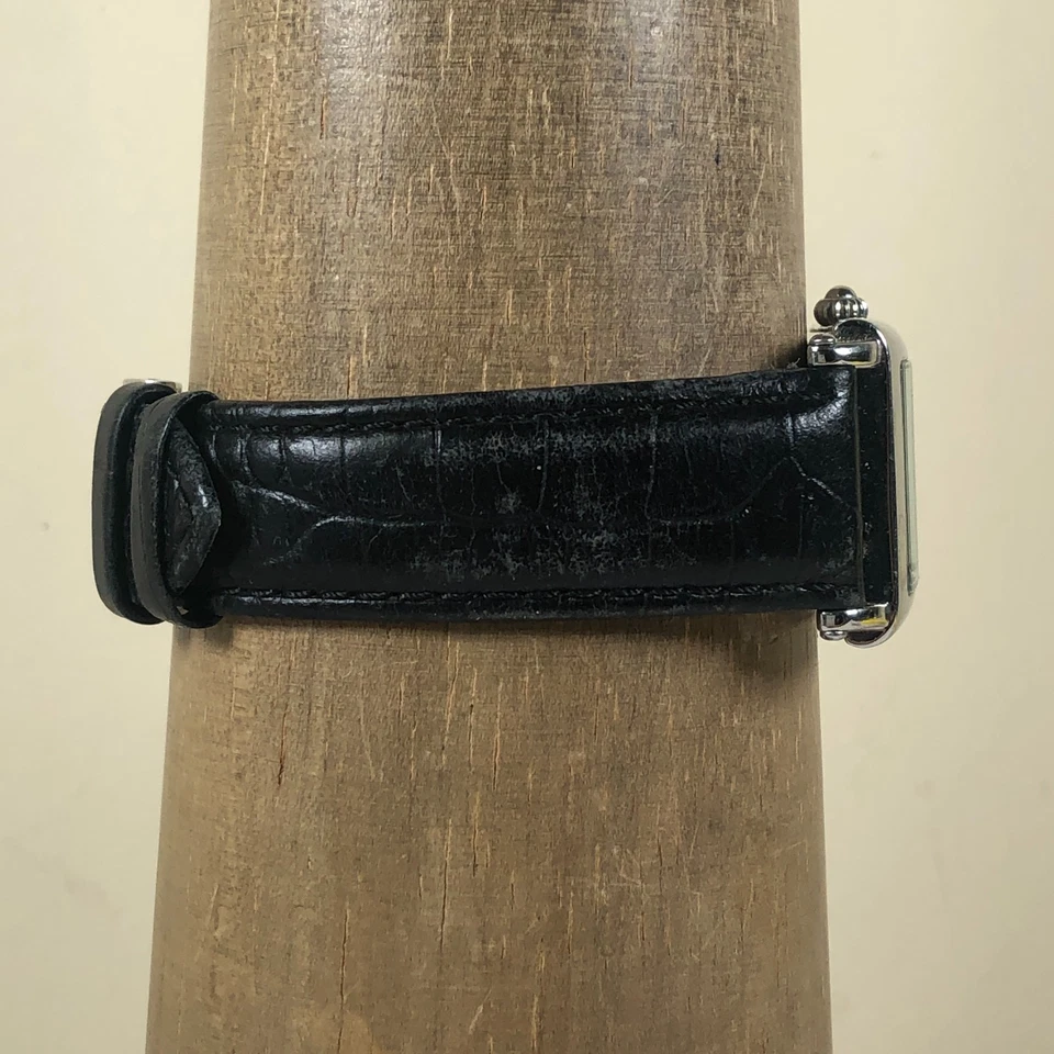 BCBG Maxazria Hombre BG7011 Tanque Cuero Negro Cuarzo Analógico 28mm Reloj 7 1/2" Foto 3 de 4