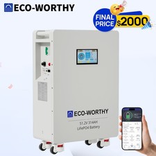 ECO-WORTHY 16.07kWh 48V 314AH LiFePO4 Battery Vertical Standing Solar Backup UPS