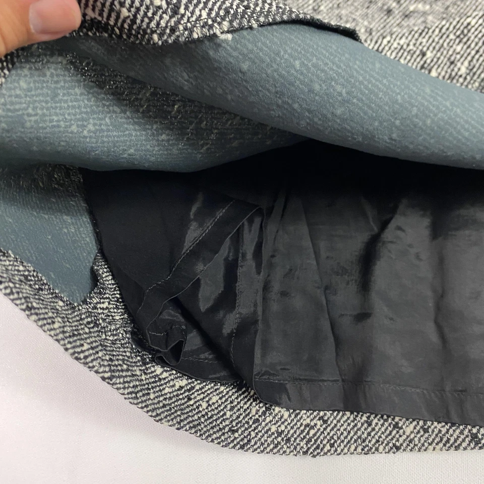 Vestido Escada Mujer 40 Negro Gris Tejido Tweed Falda Manga Larga Línea A Bolsillos Foto 3 de 4