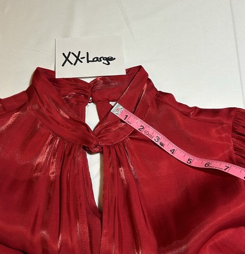 Nine West leichte Bluse Damen XXL rot Drehkragen Langarm Neu mit Etikett - Bild 8 von 11
