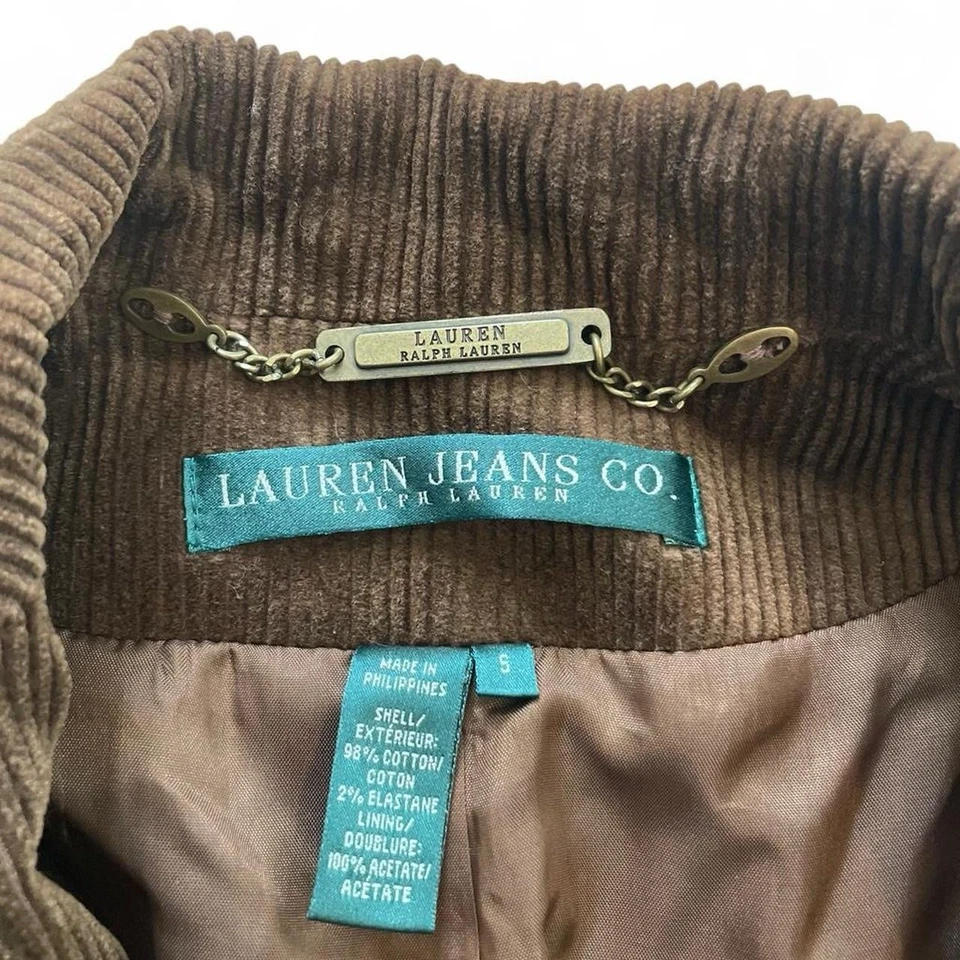 Ralph Lauren Women’s Corduroy VTG Blazer Brown Size S Wide Wale Tailored Jacket - Image 3 of 3