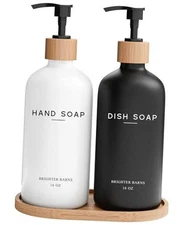 Luxury Glass Hand and Dish Soap Dispenser Set by  - Hand Dish (Black/White)