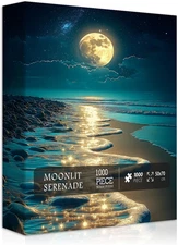 Beach Jigsaw Puzzle 1000 Pieces, Ocean Moon Nature Art Scenery, Colorful Magic B